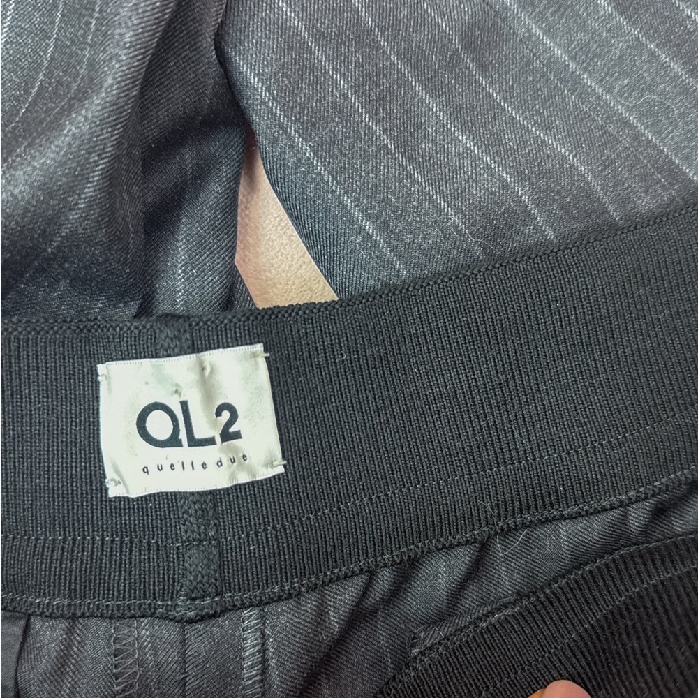 QL2 Womens 100% Wool Blue Gray Pinstripe Straight Leg Pants Trousers Size 6 - Picture 5 of 8